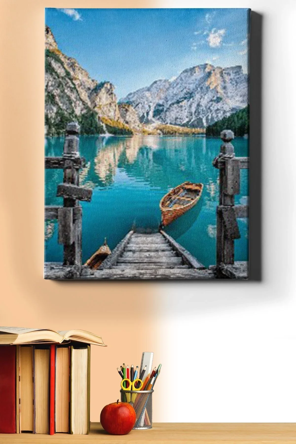 Sayılarla Boyama Seti Çerçeveli Kasnaklı Italya Braies Prags Gölü